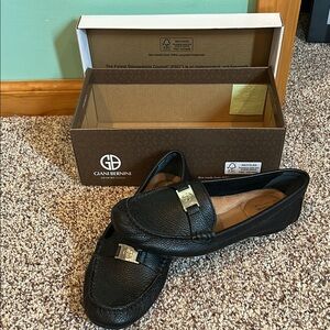 Last Call! Gianni Bernini Black Leather Loafers for Women